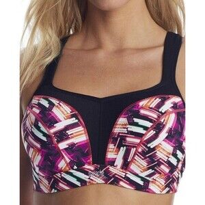 Panache Power 5021A High Impact Underwire Sports Bra Size 36 F Abstract Graphic